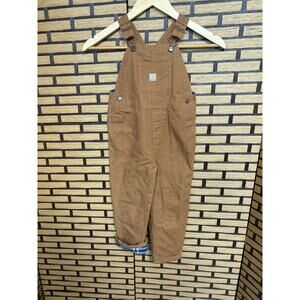 Carhartt Brown Plaid Lined Overalls Size 4T